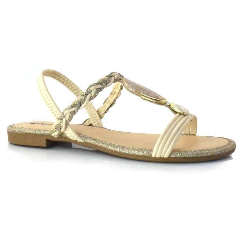 Sandália Rasteira Feminina Mississipi Off White MI411 36