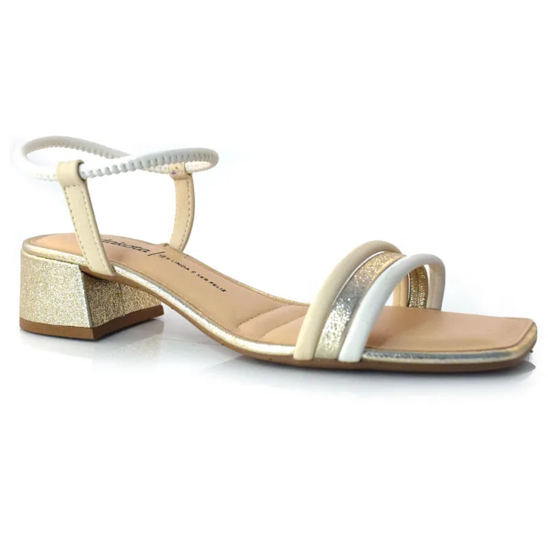 Sandália com Salto Bloco Feminina Dakota Off White Y7143 35