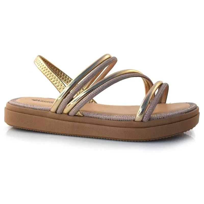 Sandália Flat Feminina Mississipi Ouro Rosê MI592 33