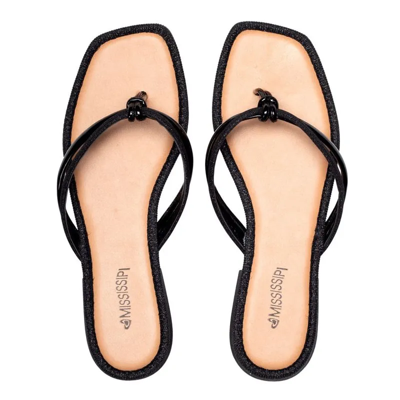 Chinelo Feminino Mississipi Tiras com Glitter Preto - 39