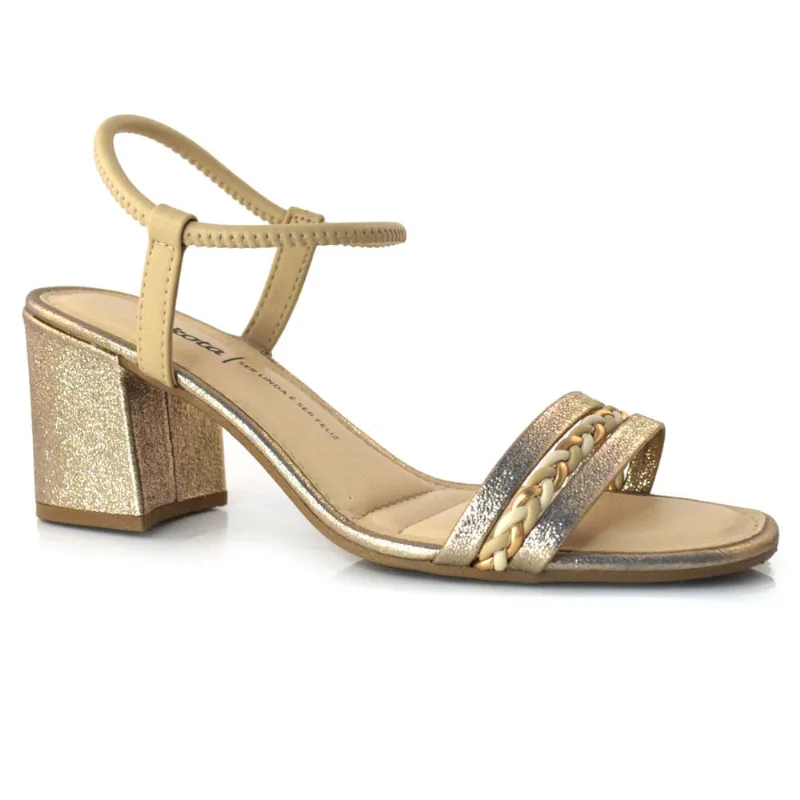 Sandália de Salto Bloco Feminino Dakota Dourado Y7182 38