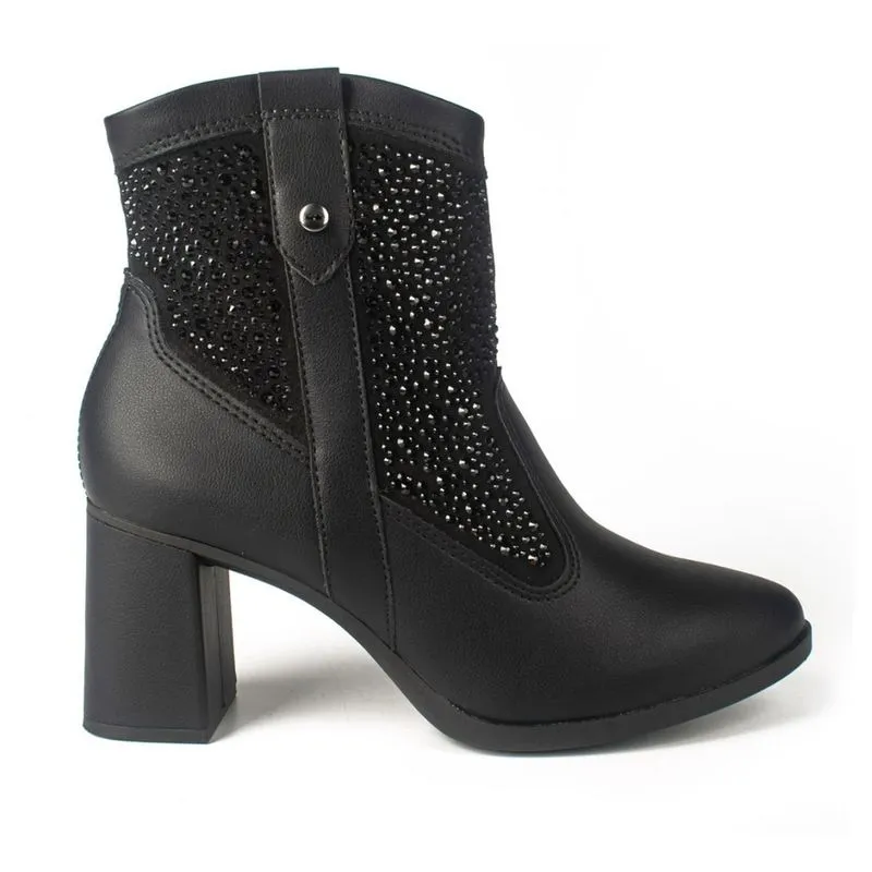 Bota Dakota Cano Curto Com Strass Hotfix Bico Fino G9904