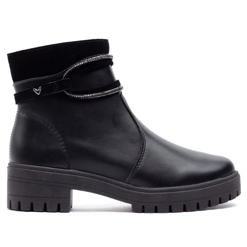 Bota Feminina Mississipi de Cano Curto Tratorada Preta - 35