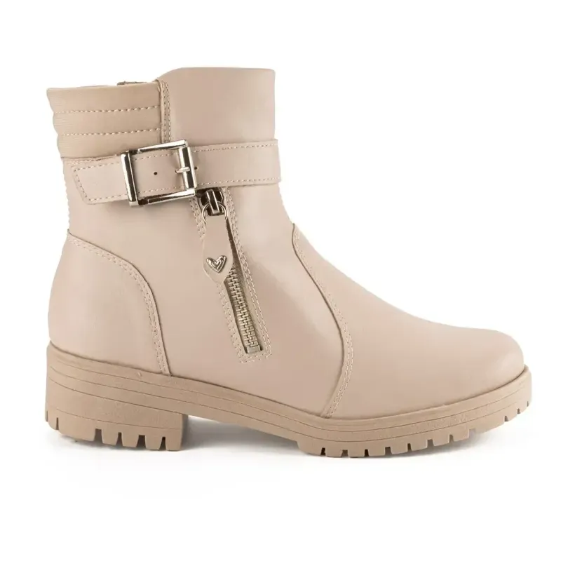 Bota Ankle Boot Mississipi Berteli Fivela Feminina Marfim MARFIM - 37