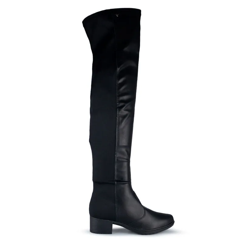 Bota Over Cano Longo Salto Baixo Mississipi Feminina MI603 001 BERTELI PRETO 36