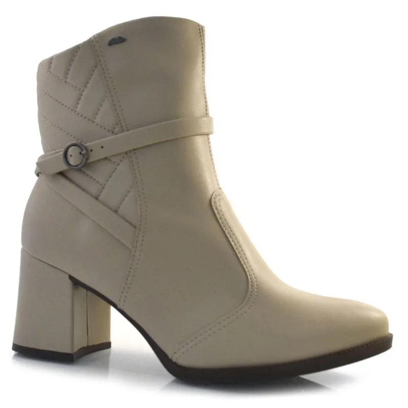 Bota de Cano Curto e Salto Bloco Dakota Creme G9612 38