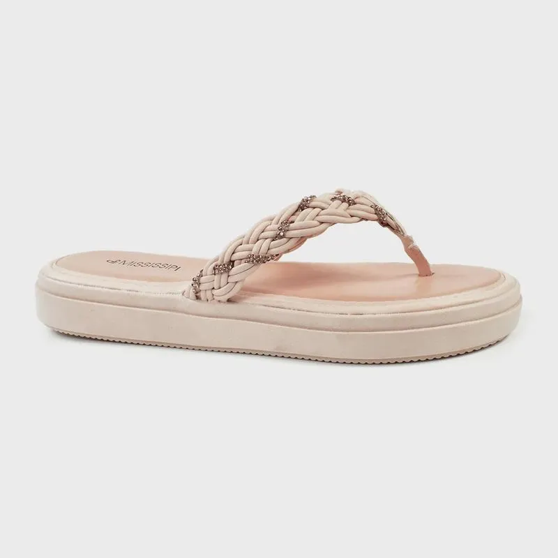 Chinelo Mississipi Plataforma Trançado Feminino Baunilha