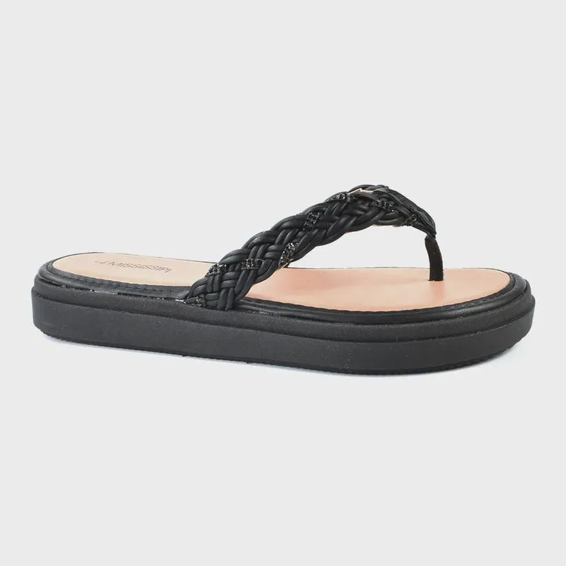 Chinelo Mississipi Plataforma Trançado Feminino Preto