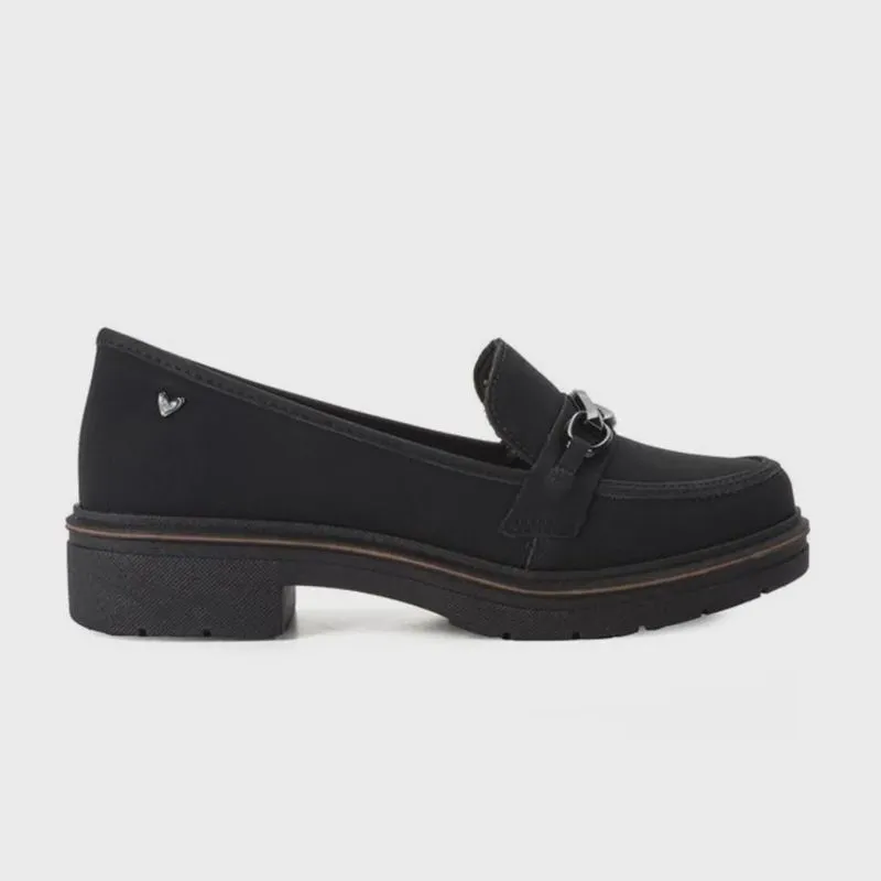 Mocassim Mississipi Salto Baixo Corrente Feminino Preto