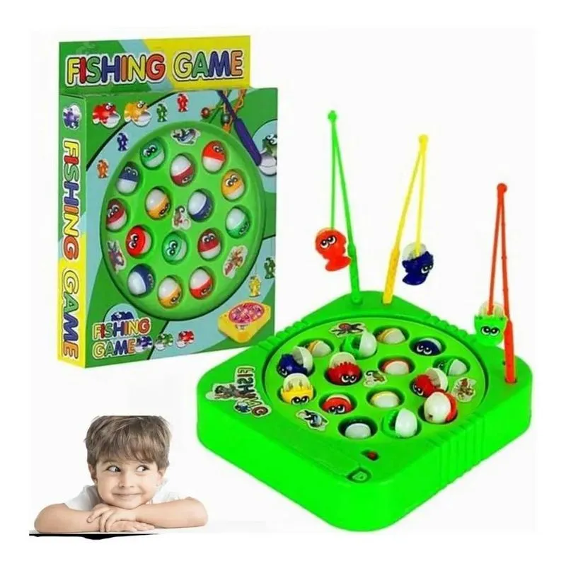 3x Brinquedo Pega Peixe Pesca Jogo Pescaria Grande A Pilha