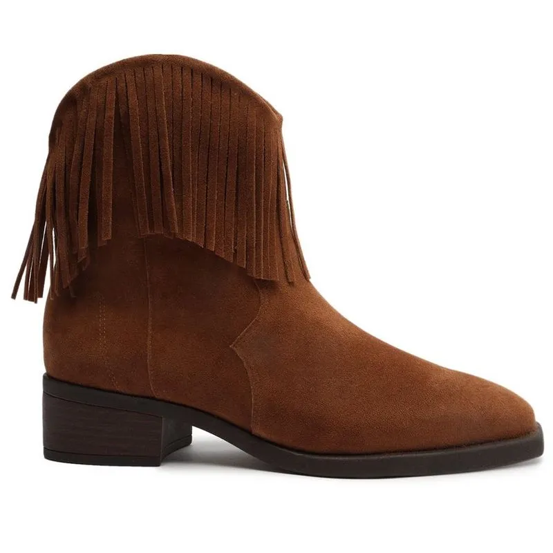 Bota cano curto marrom camurça western C 30447 0005 0002 anacapri