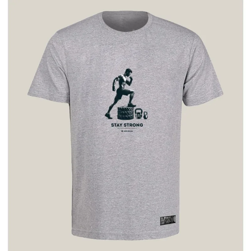 Camiseta Academia Masculina Algodão Prime WSS Old School Gym G / Cinza