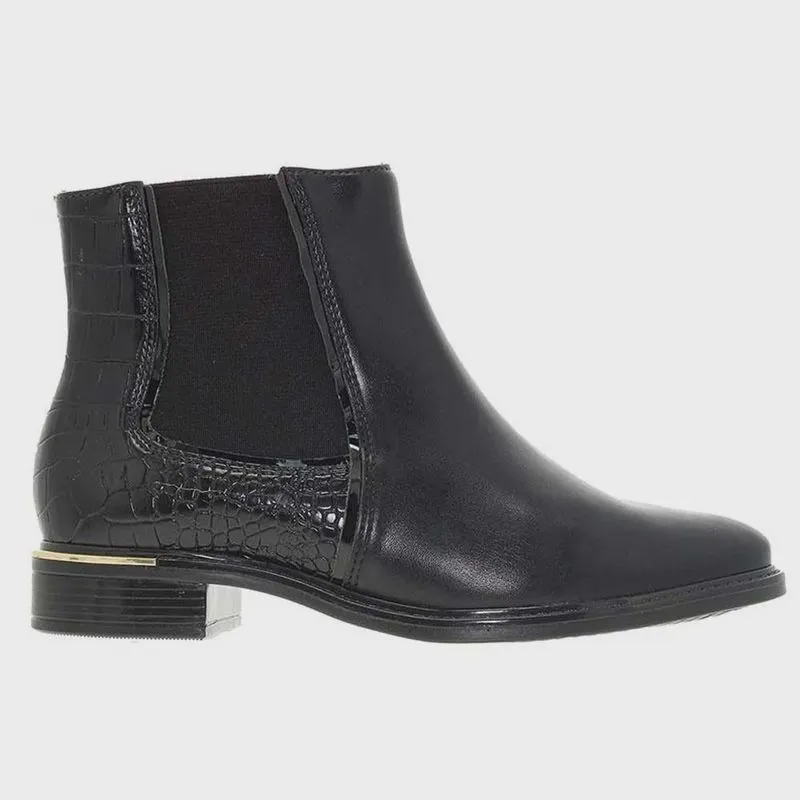 Bota Feminina Napa Genebra Verniz Croc Preto Dourado Vizzano 3077.115