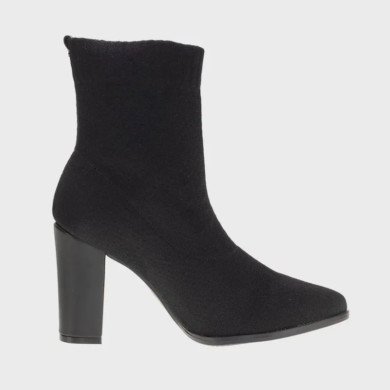 Bota Feminina Beira Rio Knit Tipo Meia Salto Bloco Bico Fino