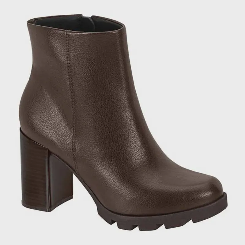 Bota Feminina Salto Bloco Napa Café Beira Rio 9074.100