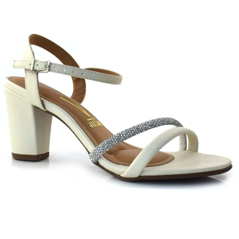 Sandália de Salto Bloco Feminina Vizzano Off White 6262.1009.25791 35