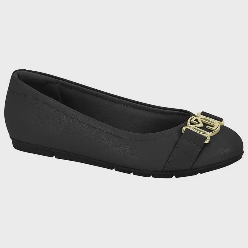 Sapatilha Feminina Bico Redondo Preto Ouro Claro Modare 7385.101