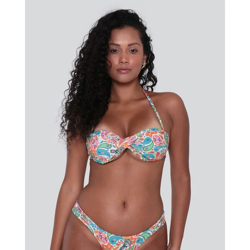 Biquíni Avulso Top Tomara Que Caia Bojo Paisley Laranja M