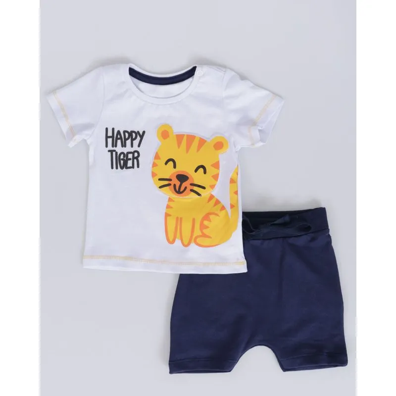 Conjunto Bebê Estampa Almofadada Tigre Branco M