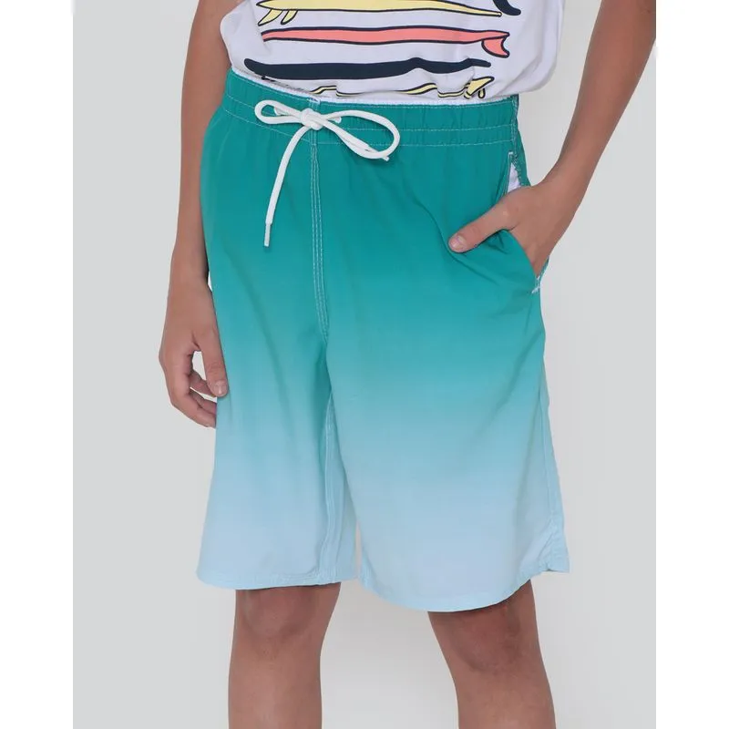 Bermuda Juvenil Bolso Estampa Degradê Verde 12