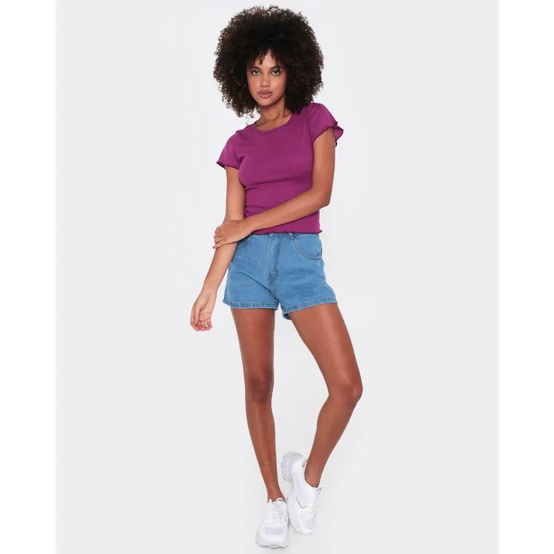 Short Jeans Feminino Azul 40