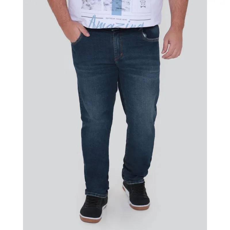 Calça Jeans Plus Size Masculina Slim Azul 54