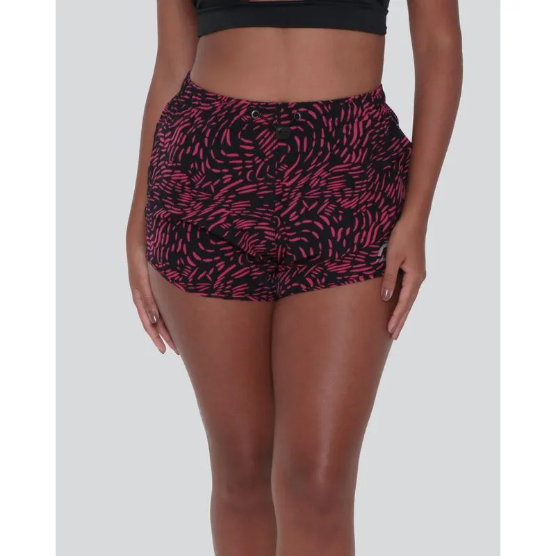 Short Feminino Boxer Fitness Fitter Regulador Estampado Preto P