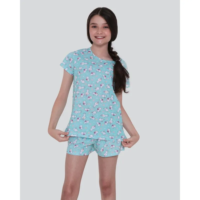 Pijama Juvenil Estampado Azul 14