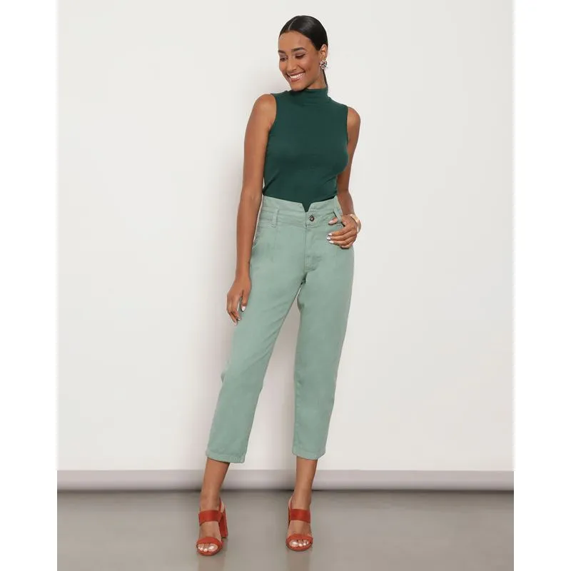 Calça Sarja Feminina Slouchy Verde 40