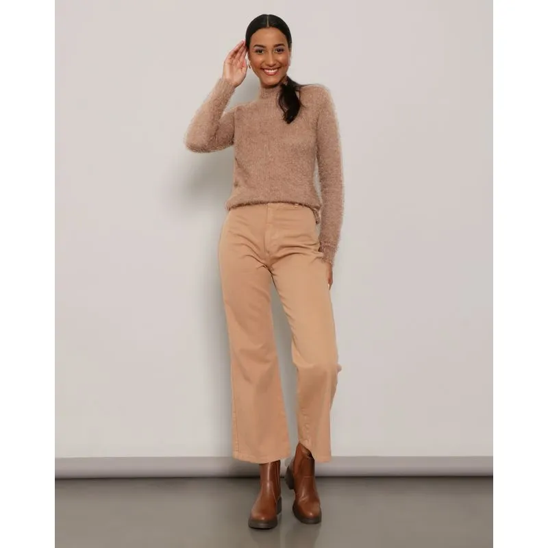 Calça Sarja Feminina Pantacourt Marrom 40