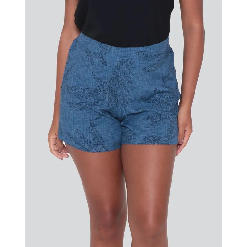 Short Viscose Feminino Estampa Traçada Azul Escuro M