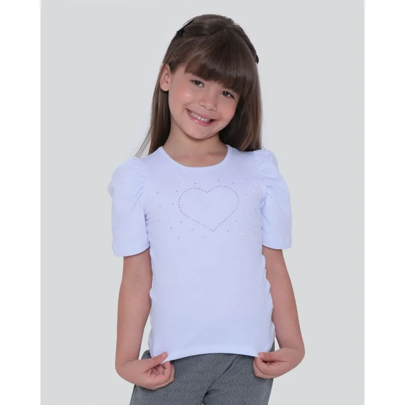 Blusa Infantil Estampa Strass Coração Branca 8