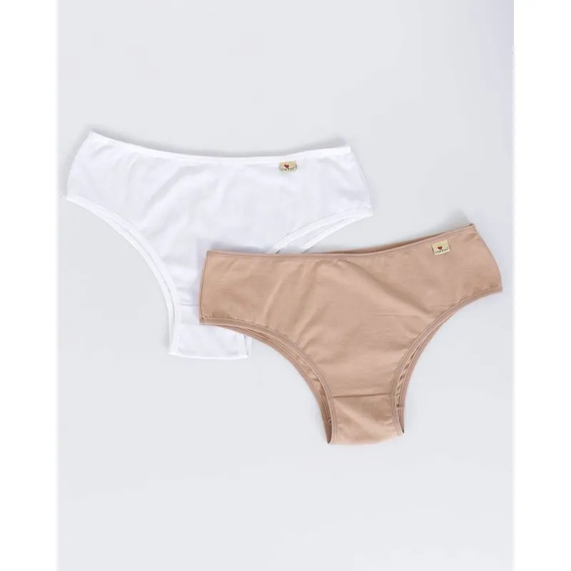 Kit 2 Calcinhas Tanga Bege Branco M