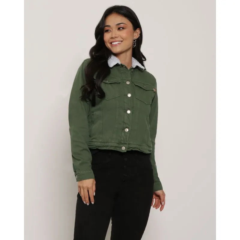 Jaqueta Sarja Feminina Sherpa Verde M