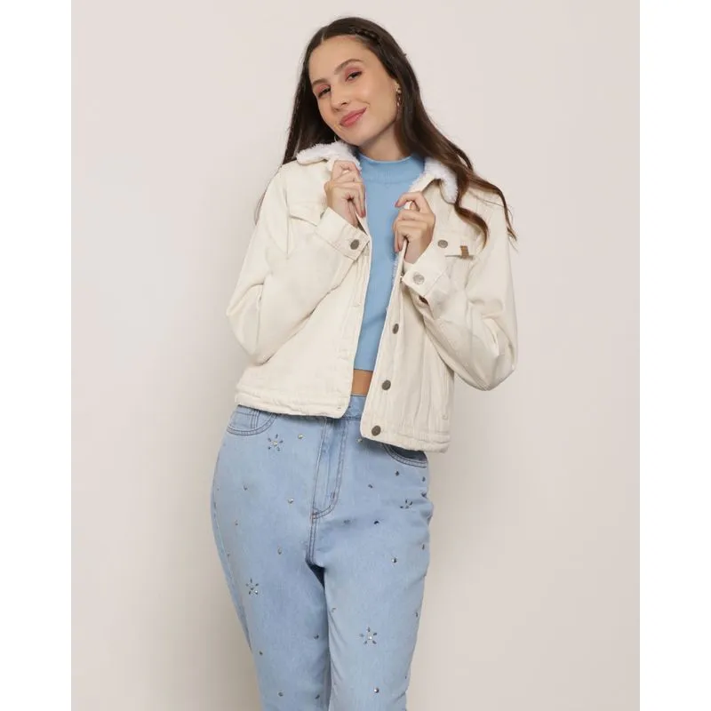 Jaqueta Sarja Feminina Pelinhos Off White M