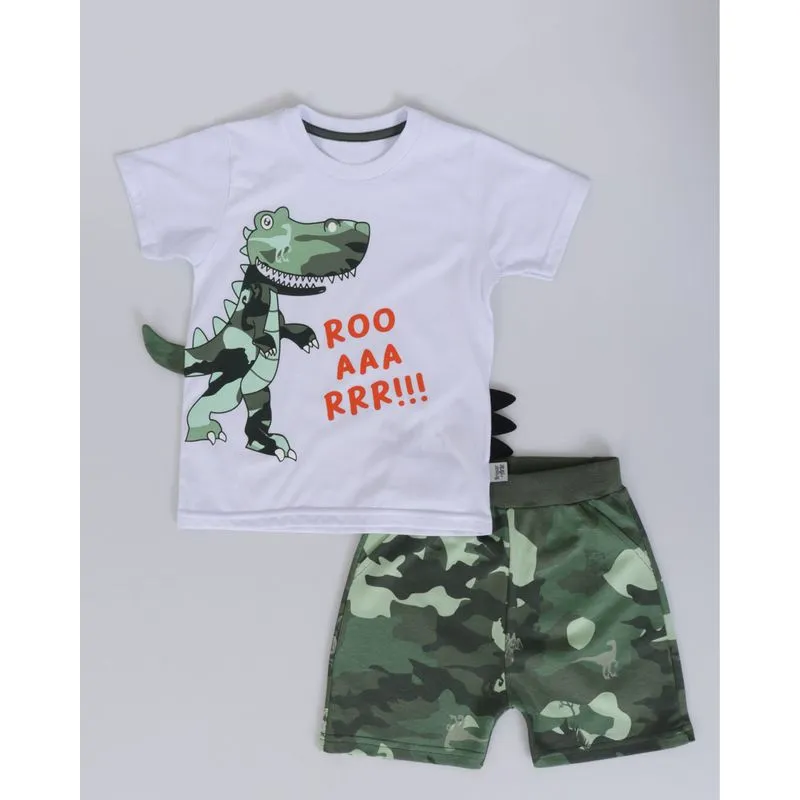 Conjunto Bebê Moletinho Estampa Interativa Dinossauro Branco 2