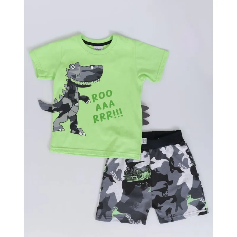 Conjunto Bebê Moletinho Estampa Interativa Dinossauro Verde Claro 2