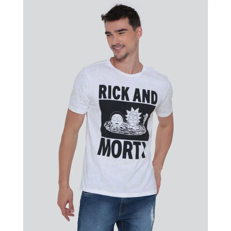 Camiseta Masculina Rick And Morty Branca GG