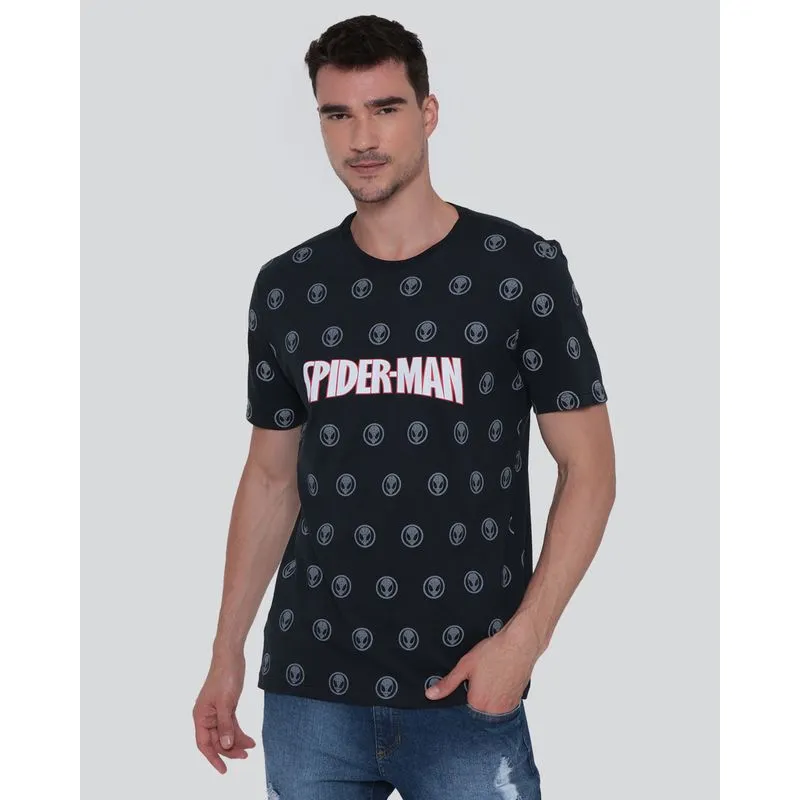 Camiseta Masculina Algodão Marvel Homem Aranha Preta P