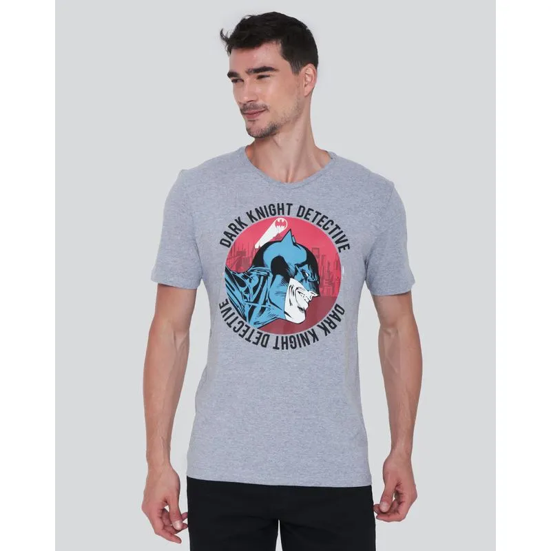Camiseta Masculina Batman Liga da Justiça Cinza G