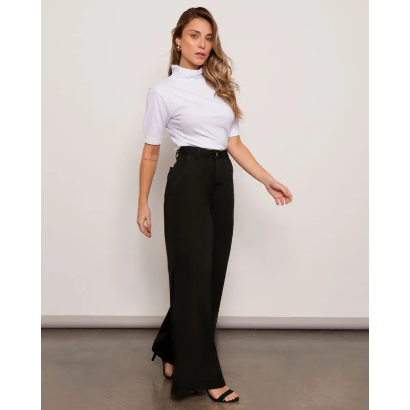 Calça Feminina Sarja Wide Leg Preto 36