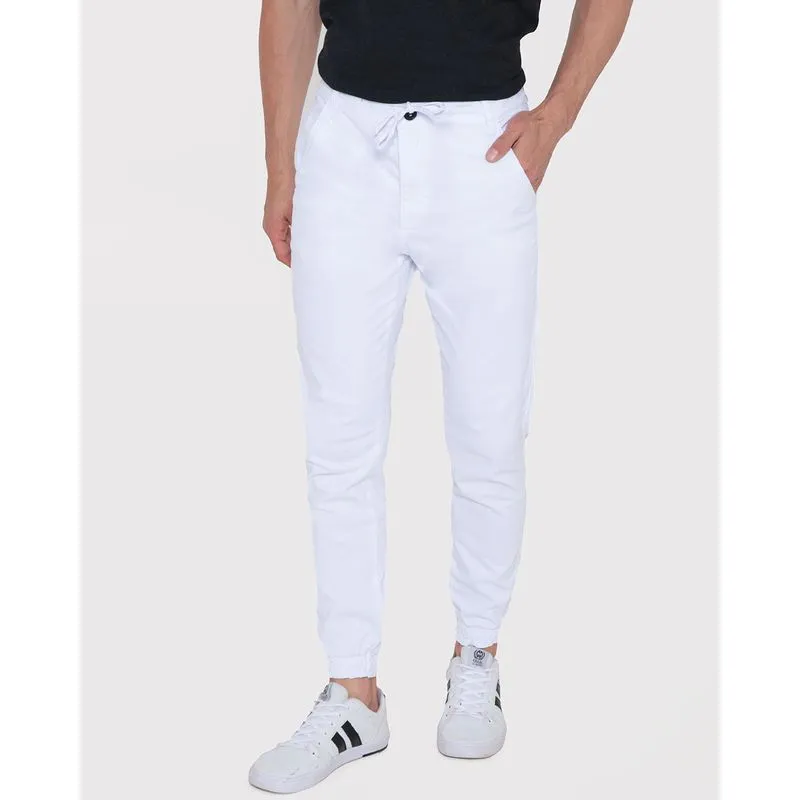 Calça Sarja Masculina Jogger Bolso Cargo Branca 42