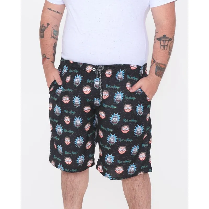 Short Plus SIze Masculino Estampa Rick e Morty Preto G2