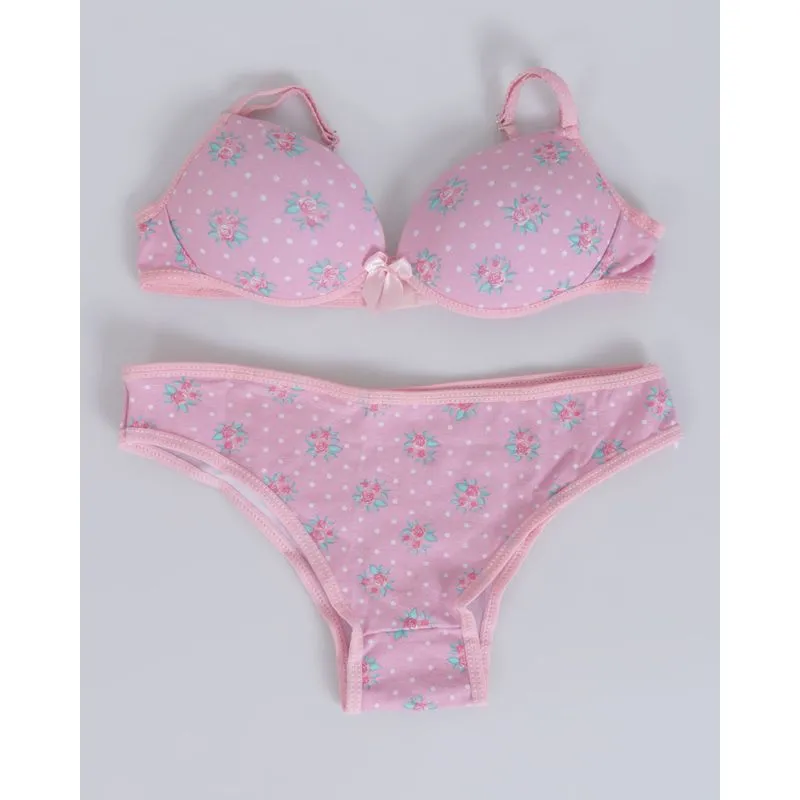 Conjunto Lingerie Juvenil Bojo Estampa Floral Rosa 14