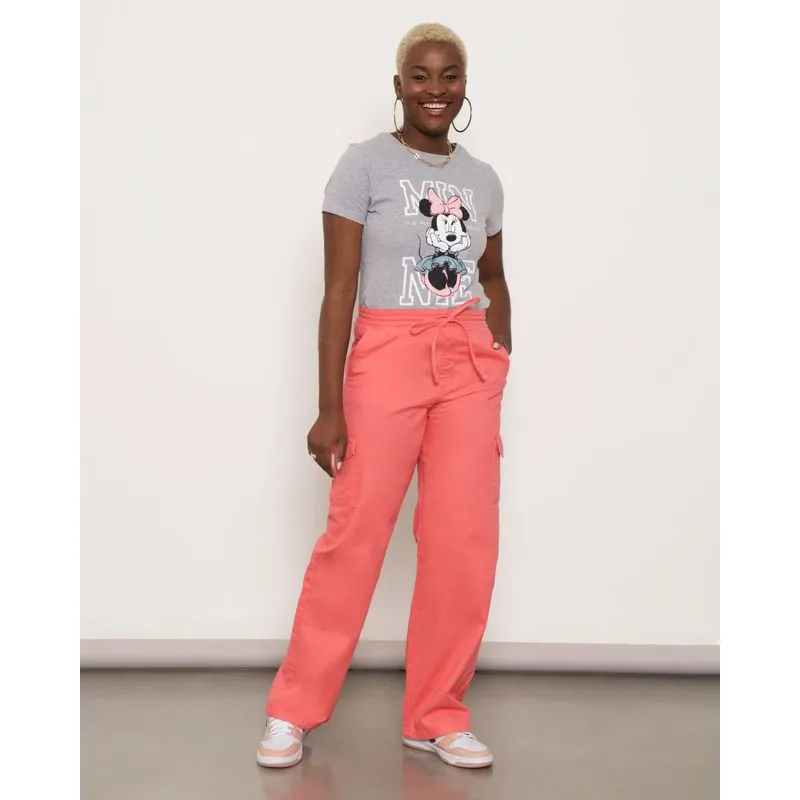 Calça Sarja Feminina com Bolsos Cargo Rosa 36