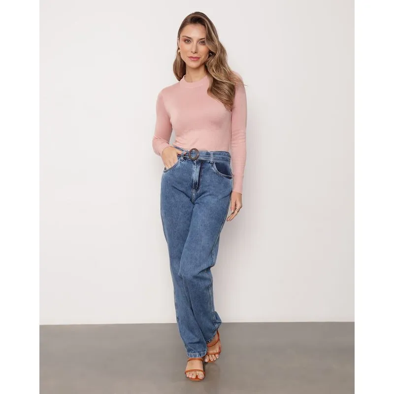 Calça Jeans Feminina Super Alta Reta Azul 40