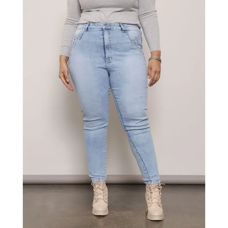 Calça Jeans Plus Size Vizzy Feminina Skinny Azul UN