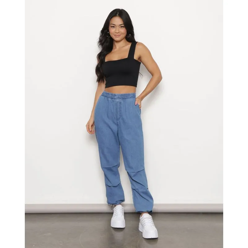 Calça Jeans Feminina Vizzy Parachute Azul 42