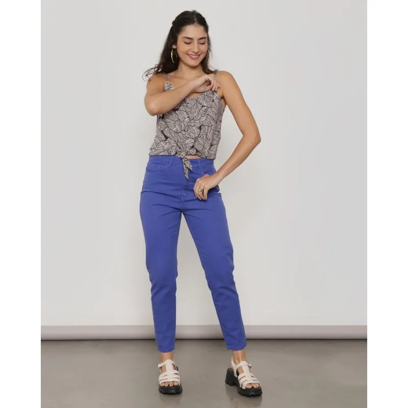 Calça Sarja Feminina Mom Azul 36