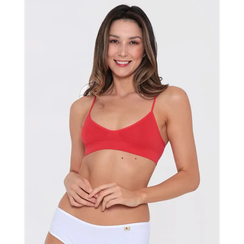 Sutiã Top Feminino Sem Costura Vermelho M